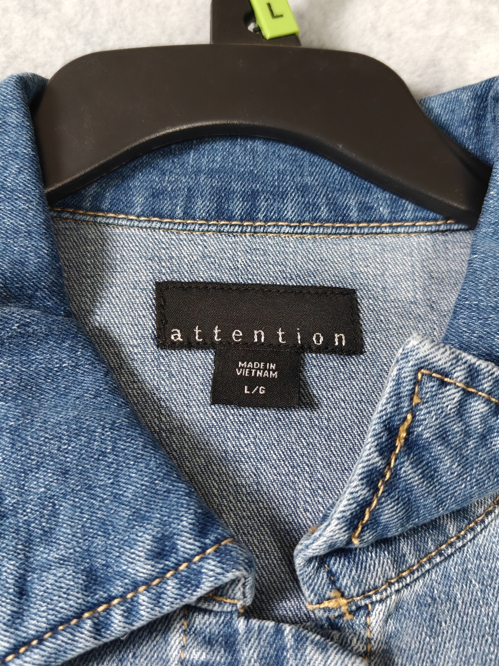 attention Light Blue Denim Jacket with Contrast Stitching - Picture 3 of 7
